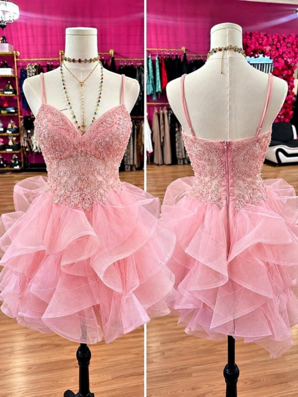 Pink Ruffled Mini Dress Like New